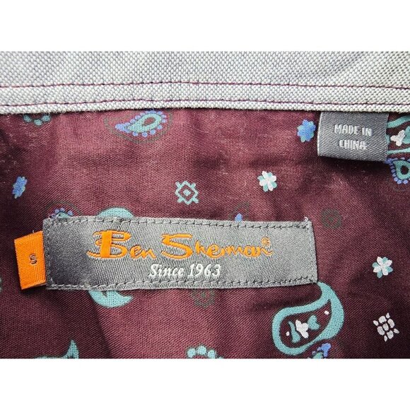 Ben Sherman Size Small Mens Burgundy Blue Paisley Button Down Logo Tag Shirt NWT - Picture 9 of 11
